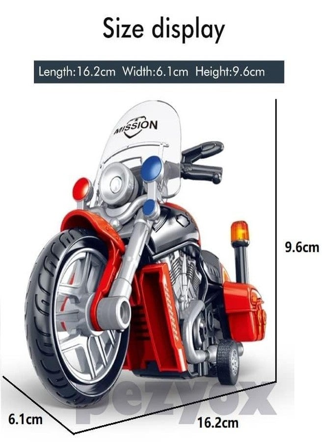 PEZYOX لعبة دراجة نارية للشرطة من بيزوكس - ألعاب دراجات نارية تعمل بالسحب للخلف، هدية صغيرة مع موسيقى وإضاءة، لعبة دراجات نارية لاتيه للأطفال الأولاد (أزرق) - Image 4